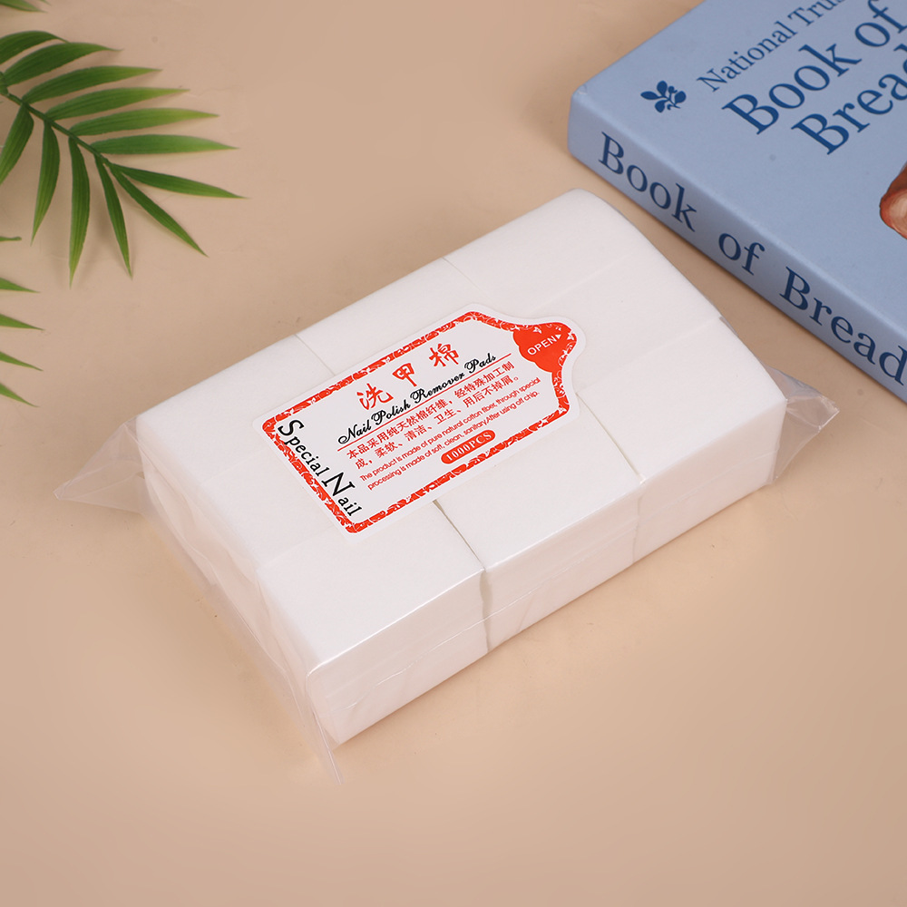 硬質糸くずの出ないマニキュアリムーバーコットン、糸くずの出ないマニキュアタオル、マニキュアコットン、マニキュアクリーニングコットン 1000枚