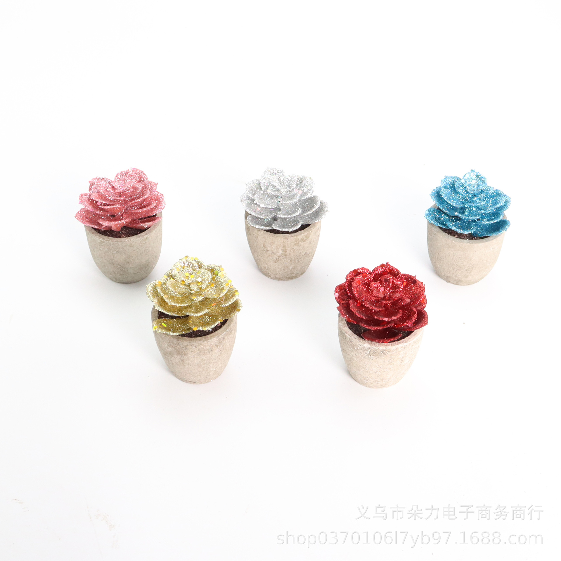 Office simulation potted plants mini glitter pink succulent potted…
