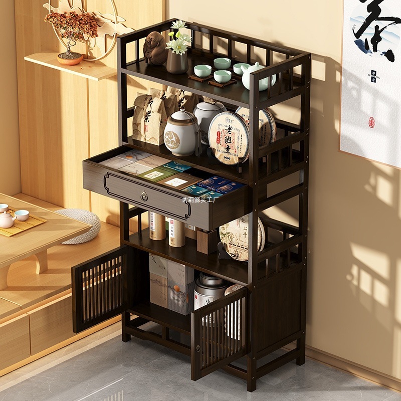 新中式实木博古架摆件茶叶架置物架多宝阁展示柜茶具茶杯收纳架子|undefined