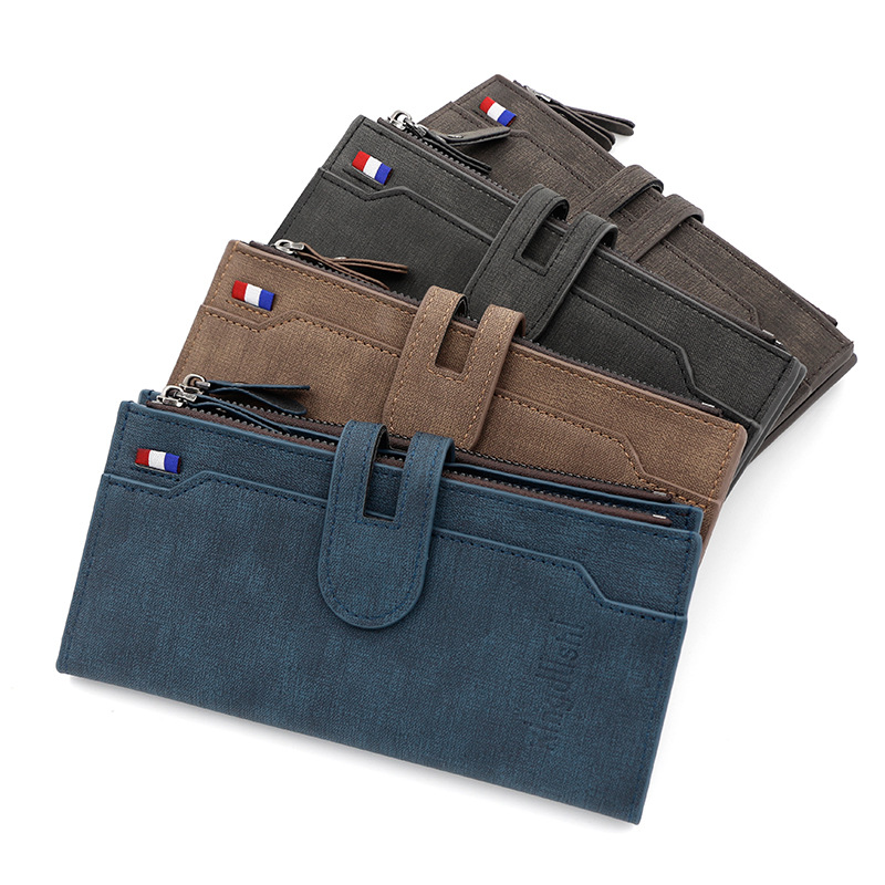 Nuevos hombres billetera larga moda simple pu hebilla magnética bolso de los hombres multi-Tarjeta titular embrague monedero al por mayor