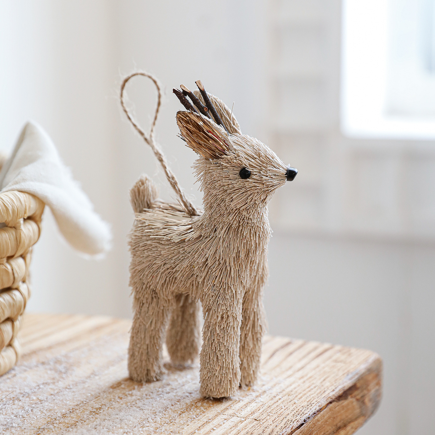 Paja trenzada seda algodón alce colgante muñeca muñeca ventana árbol de Navidad decoración de mesa decoración de Navidad