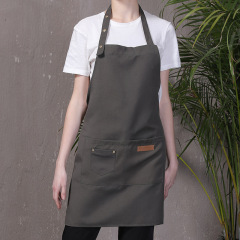 Export Trade Canvas Apron Printed Logo Kitchen Restaurant Hairdressing Baking Gardening Tea Milk Coffee Shop Workwear 