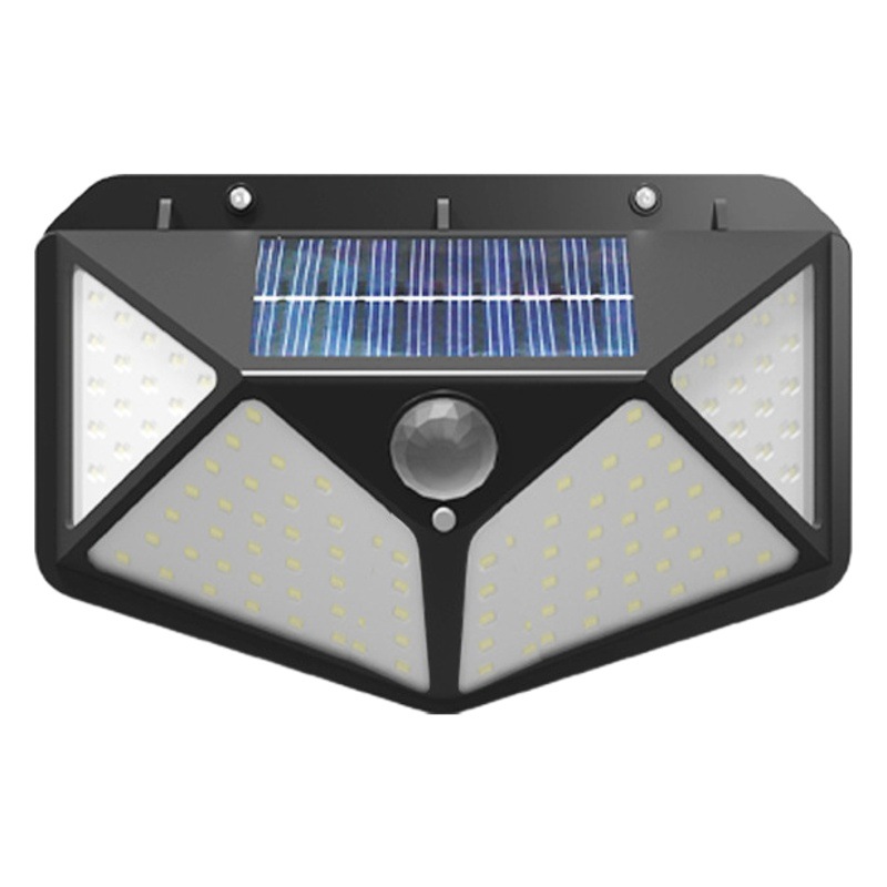 100led lámpara solar led lámpara de inducción lámpara de pared de cuatro lados luminoso lámpara de jardín al aire libre iluminación lámpara de calle alarma