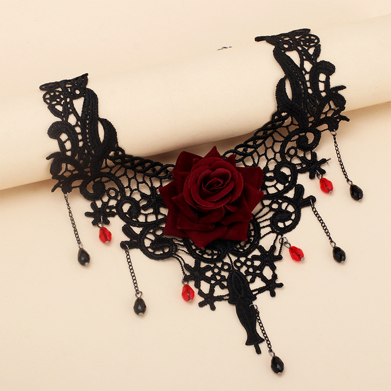 Necklace Classification Gothic Lace Rose Necklace Tassel Choker Necklace Necklace