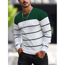 X 10395 Crew neck stripe men long tee Բ�������г���羳