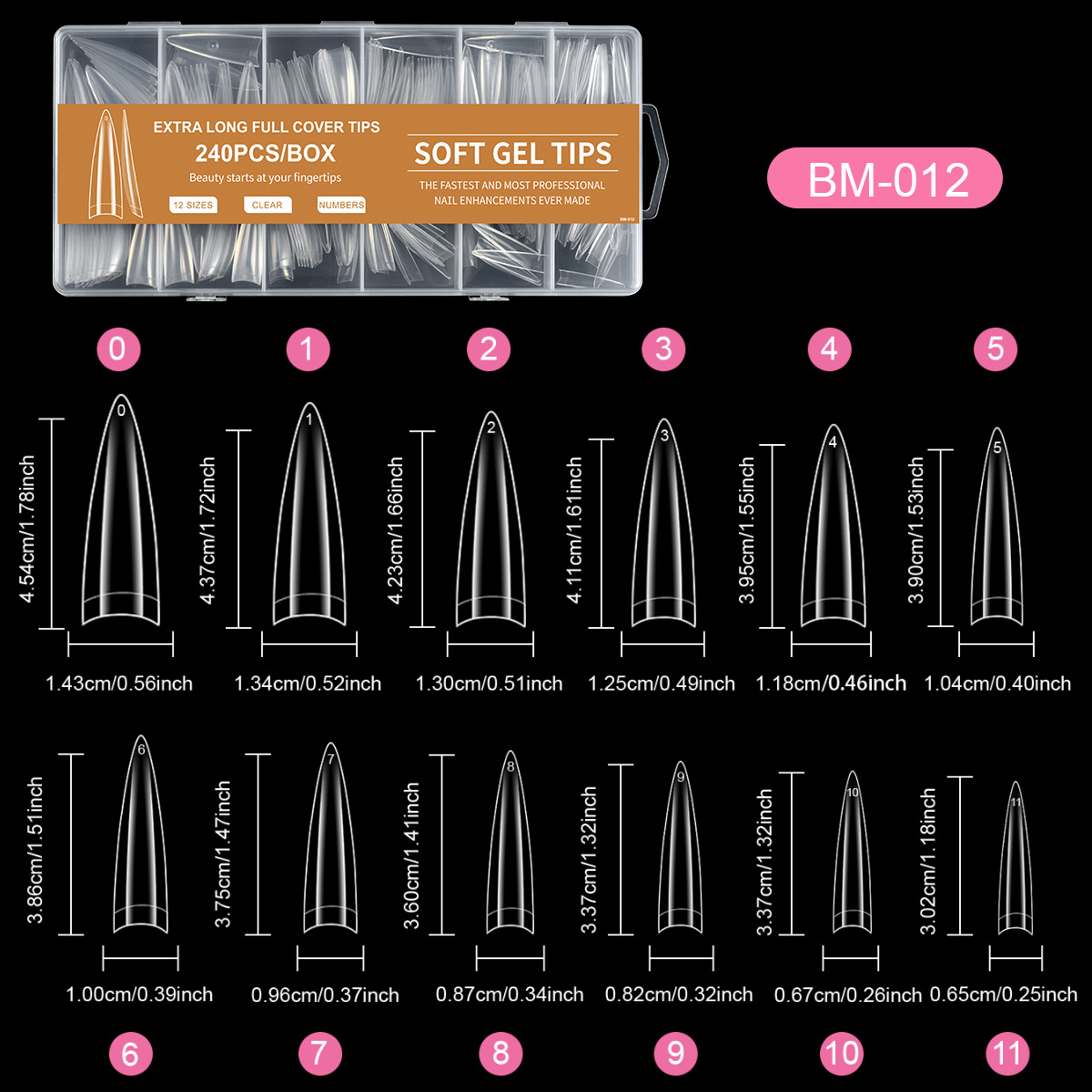 BM012#240 parches de media uña.