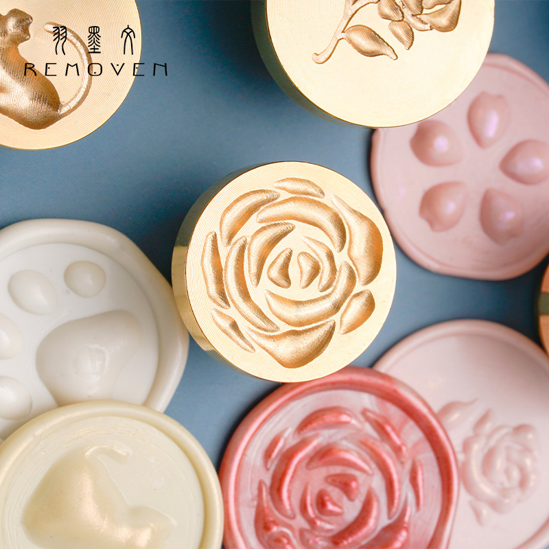 Original alivio fuego pintura sello cabeza estudiante DIY mano cuenta decoración Sello Europeo retro sobre fuego cera impresión cabeza de cobre