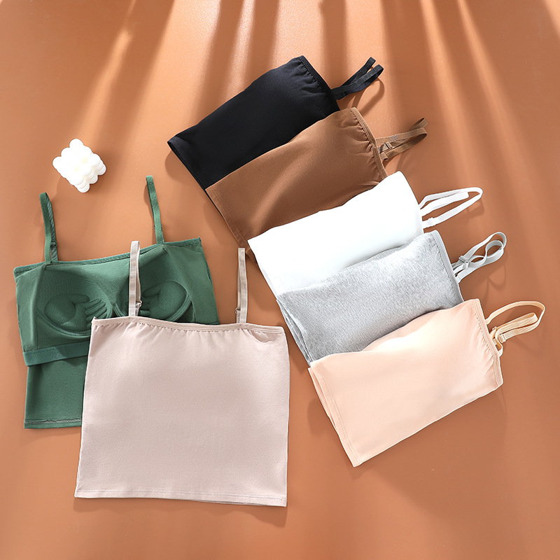 Yumei 113 short beauty back camisole wrapped chest tube top fixed cup chest pad without steel ring base girl student