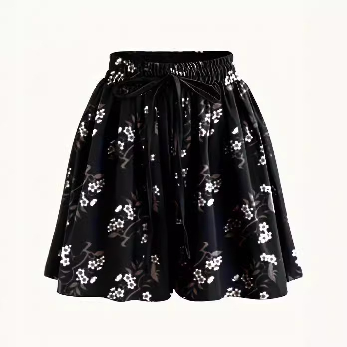 2025 Amazon Independent Station Cross-Border Foreign Trade Summer New Style Comfortable Loose Casual Flower Printed Shorts and Culottes