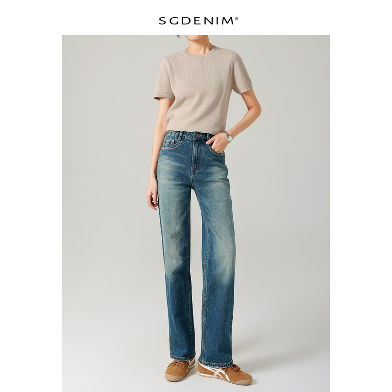 Basic/French Fry Pants High-Waisted Jeans for Women, Four-Way Stretch Narrow Straight-Leg Pants, 26 Spring Style, Commuter Style, Casual and Versatile