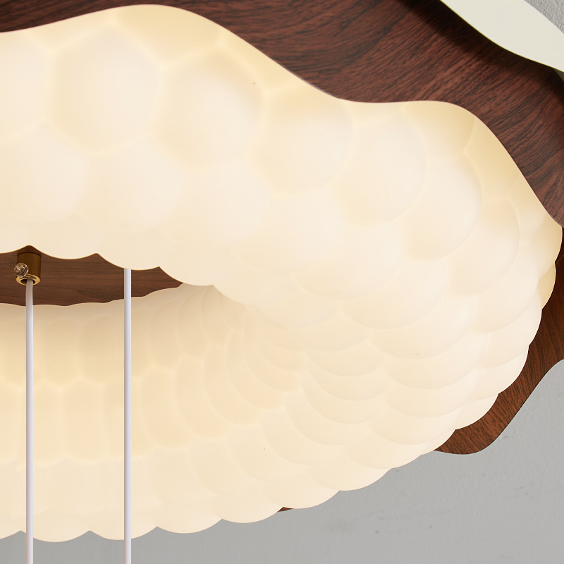 Lámpara de techo de dormitorio de estilo antiguo francés, lámpara de habitación de grano de madera de nogal retro, lámpara de dormitorio principal de sala de estudio de bola colgante creativa