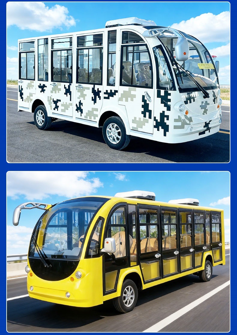 Electric Sightseeing Vehicles with 11 or 14 Seats for Campsites, Tourist Areas, Campuses, Factories, and Real Estate Tours