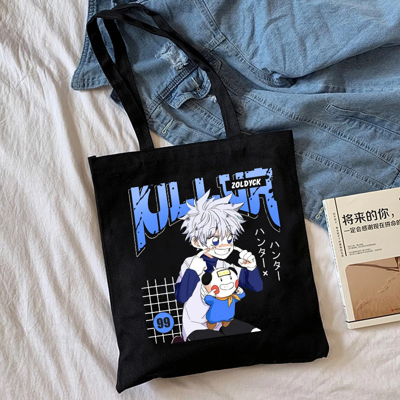Transfronterizo Hunter X Hunter dibujos animados impreso lienzo bolsa de hombro Harajuku estudiante bolso bolsa de compras