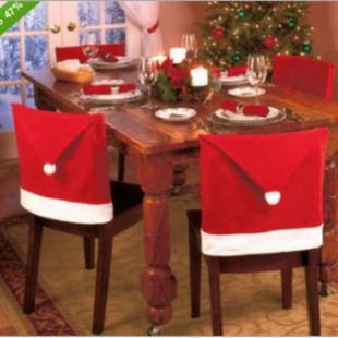 Cross-Border Red Non-Woven Christmas Chair Cover Christmas Hat Decoration Chair Cover Christmas Supplies Decorations in Stock