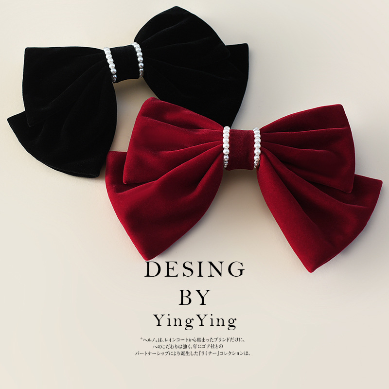 義烏工場のベルベットの蝶結びの髪飾りのスプリングクリップの高級感のトップクリップの韓国の髪飾りの現物卸売り