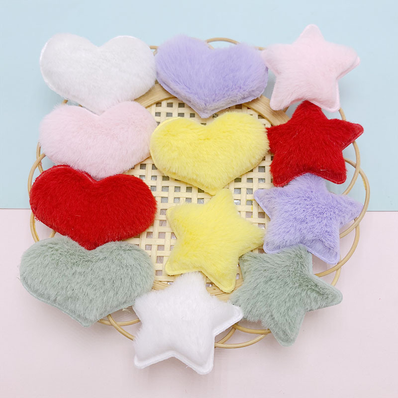 Cute multi-color plush love star DIY handmade hair clip headdress slippers mobile phone shell decorative accessories five-pointed star