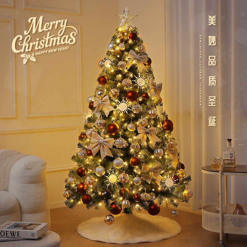 Ventas transfronterizas de árbol de Navidad caliente para el hogar 2025 nuevo árbol de Navidad grande brillante decoración de árbol de Navidad paquete