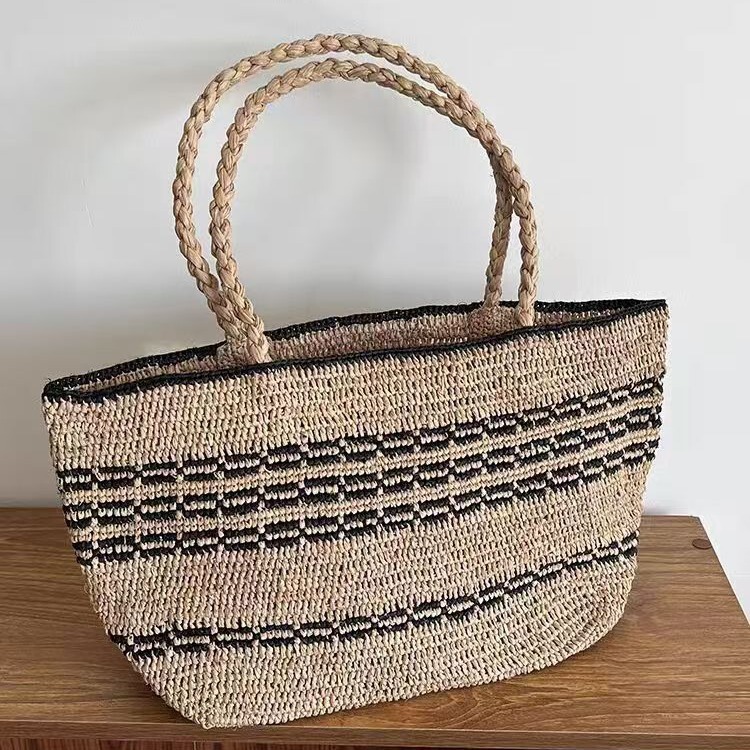 Rouje Raffia Hand-Woven Bag Ins French Retro Shoulder Satchel Straw Bag Vacation Small Square Bag