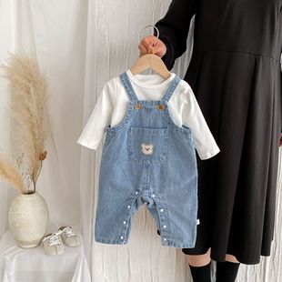 Baby's Autumn Clothes suit Baby Clothes Spring and Autumn Strappy Pants Two-piece Set Baby's Hassan Climbing Clothes Trendy