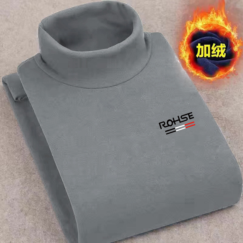 Wholesale double-sided velvet constant temperature thermal underwear fleece-lined inside men's bottoming shirt half high collar long sleeve t-shirt autumn clothes