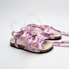 2022新款夏季粉色碎花軟木拖跨境外貿女童系帶涼鞋小清新百搭童鞋