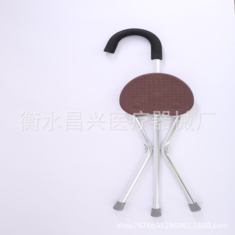 1,2 grueso asiento en forma de corazón plegable muleta con taburete Taburete de mano de aleación de aluminio grueso brillante fábrica al por mayor Silla de mano