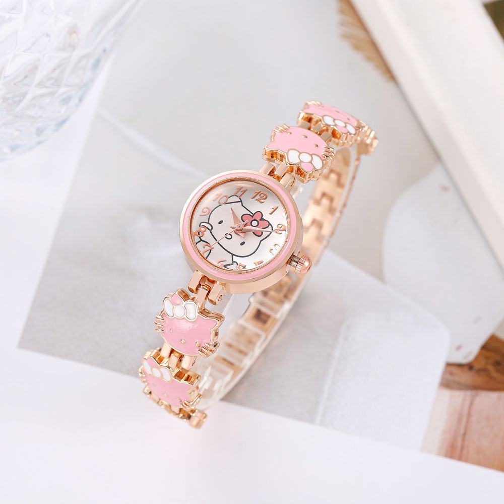 Nueva moda reloj de gato temperamento de mujer linda pulsera de cinturón de acero reloj reloj de cuarzo electrónico para mujer y estudiante