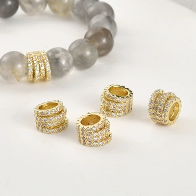 14k gold diamond irregular thread large hole beads diy hand-made crystal bracelet necklace beaded jewelry accessories (Zərgərlik ara hissələri) - 1-14k-threaded-large-hole-spacer-beads-1-piece-about-75104mm