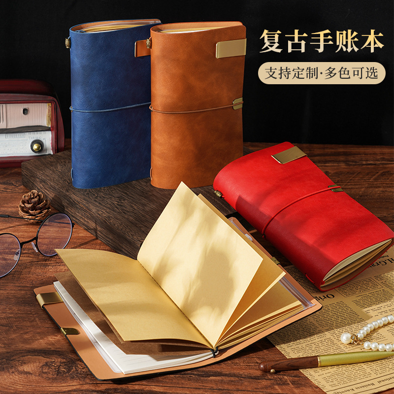 A6 Planner Vintage Notebook Travel Journal Softcover Diary Strap Binder Loose-Leaf Notebook Cross-Border Portable Notebook A6 Planner Vintage Notebook Travel Journal Softcover Diary Strap Binder Loose-Leaf Notebook Cross-Border Portable Notebook
