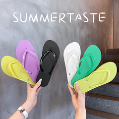 Summer students casual sandals, seaside vacation, anti-slip, simple solid color beach, color matching, flat flip-flops for women