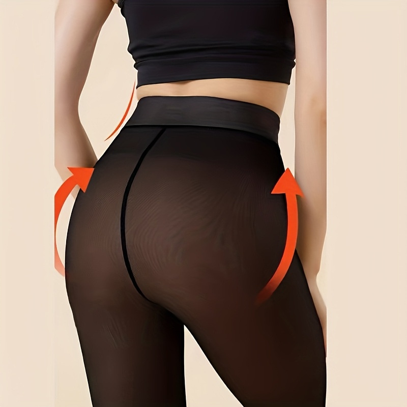 Cross-Border Popular Sheer Pantyhose 200g Front and Back Seamless Faux Sheer Flesh-Colored Tights Leggings Fleece-Lined Autumn and Winter Style