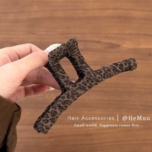 韩国东大门布艺豹纹抓夹女后脑勺盘发鲨鱼夹子发量多头饰发夹发卡