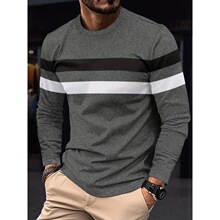 Z 35340 Color Block Long Sleeve T-Shirt ƴɫ����T�� �羳