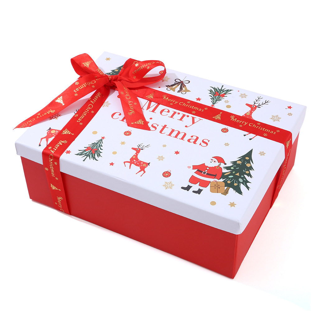 Caja de regalo de Navidad color rojo impresión Santa Claus tapa caja de regalo bufanda de Navidad guantes caja de embalaje image 12