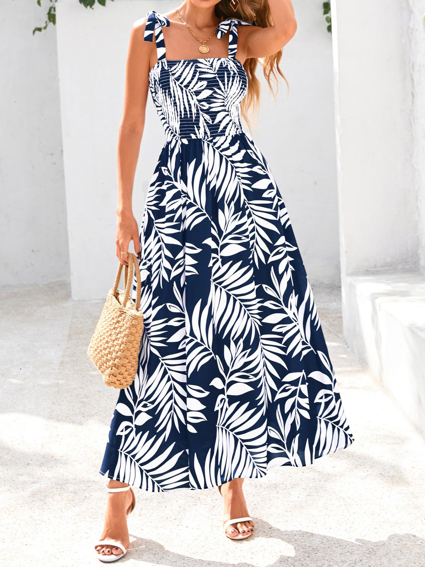 2026 Summer Commute Style Women Sleeveless Printed Long Camisole Dress_ecoleips.com