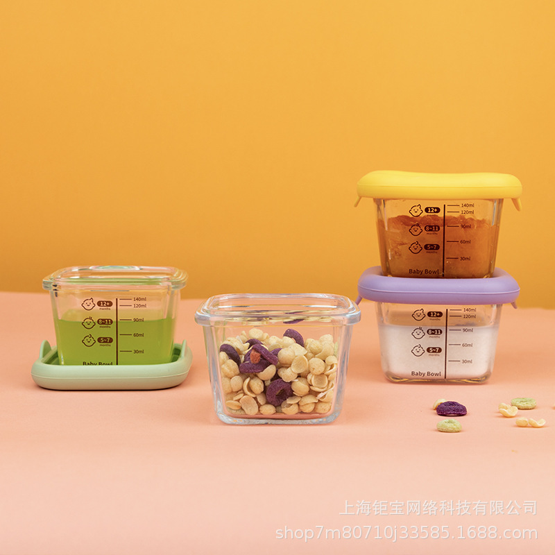 Cubierta de silicona personalizada para niños caja de alimentos para bebés caja de almacenamiento congelada cocinada tazón de vidrio sellado cubierta