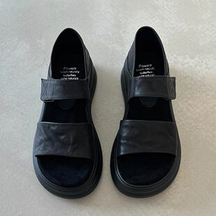 Soft leather model ~ Thick-soled sandals for women's summer outer wear, retro casual heightening with skirts, beautiful and versatile soft-soled Roman shoes