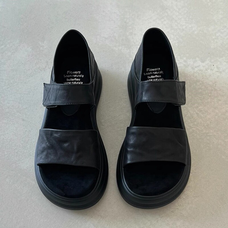 Soft Leather Style ~ Thick-Soled Sandals for Women's Summer Outer Wear, Retro Casual Heightening with Skirts, Beautiful and Versatile Soft-Soled Roman Shoes Soft Leather Style ~ Thick-Soled Sandals for Women's Summer Outer Wear, Retro Casual Heightening with Skirts, Beautiful and Versatile Soft-Soled Roman Shoes