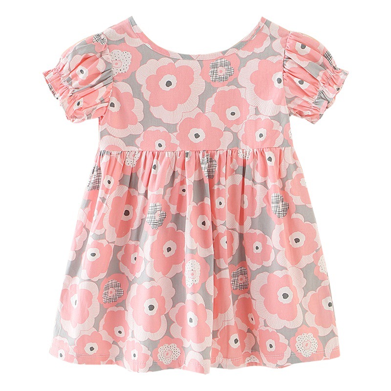 Primavera y otoño estilo coreano ropa para niños flor pastoral algodón bebé una línea falda vestido de los niños