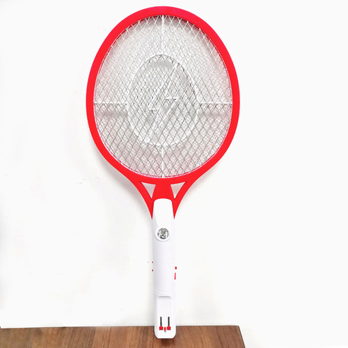 Supply Flat Plug Cordless Mosquito Swatter with White Handle Electric Mosquito Swatter with Round Light for Lighting and Mosquito Killing Fly Swatter for Home Use