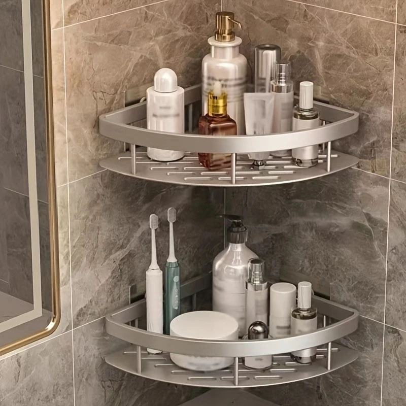 Bathroom Bathroom Triangle Storage Rack Without Punching Wall-Mounted Washbasin Bathroom Corner Storage Cross-Border Dropshipping