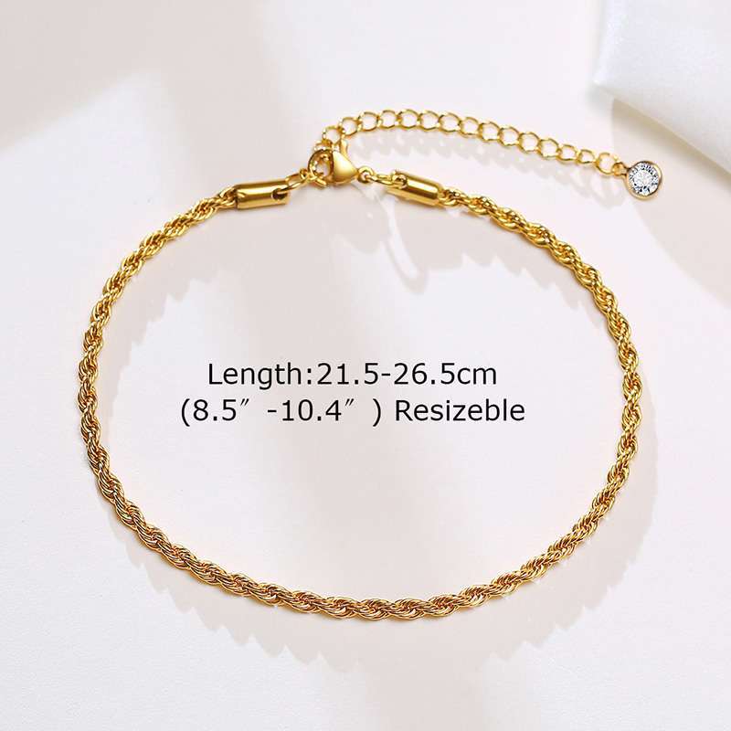 Gold Plated Plating Material Anklet Classification Wholesale Jewelry Simple Style Twist 201 Stainless Steel Gold Plated Anklet