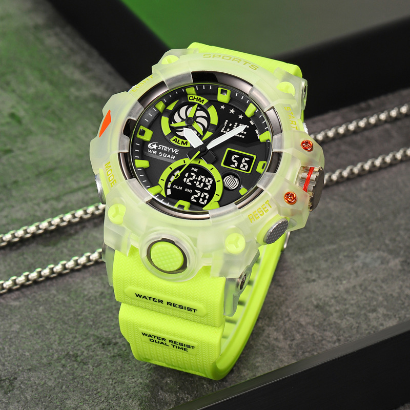 STRYVE reloj deportivo impermeable de moda para hombre luminoso electrónico multifunción reloj cronógrafo entrega de una pieza 8027