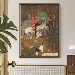 「猫をからかう図」フランスの古風なシリーズの装飾画