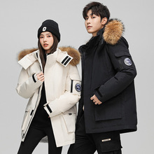 骆陀冬季装男士工装羽绒服中长款大毛领连帽外套冲锋衣派克服大码