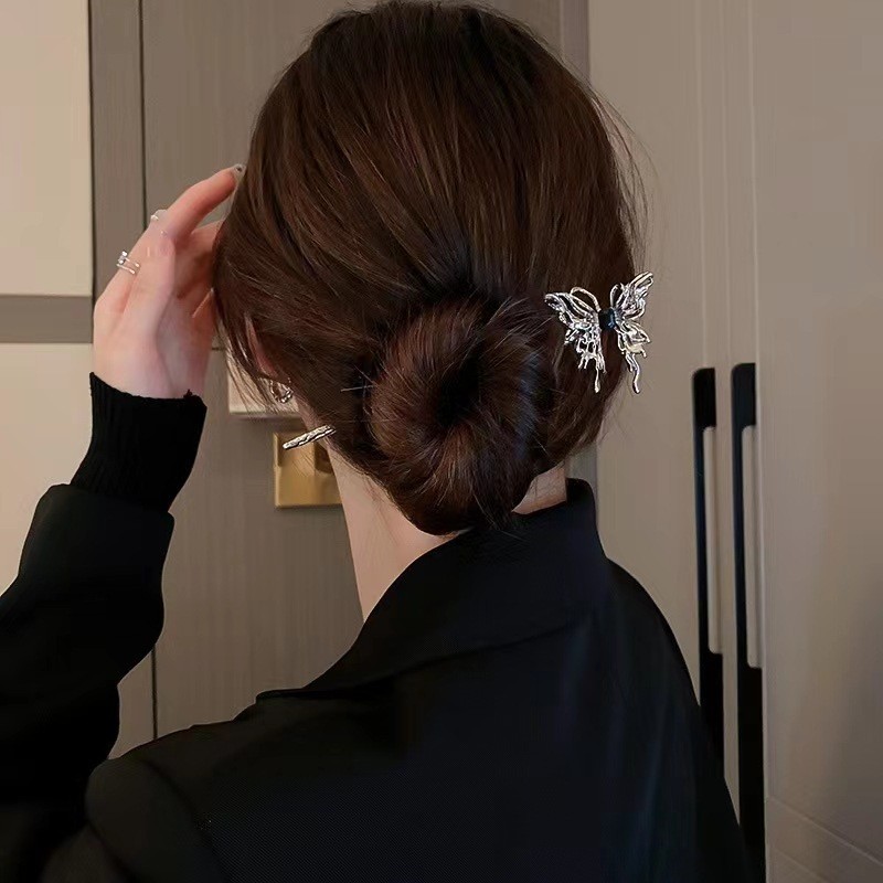 黑色水晶蝴蝶发簪