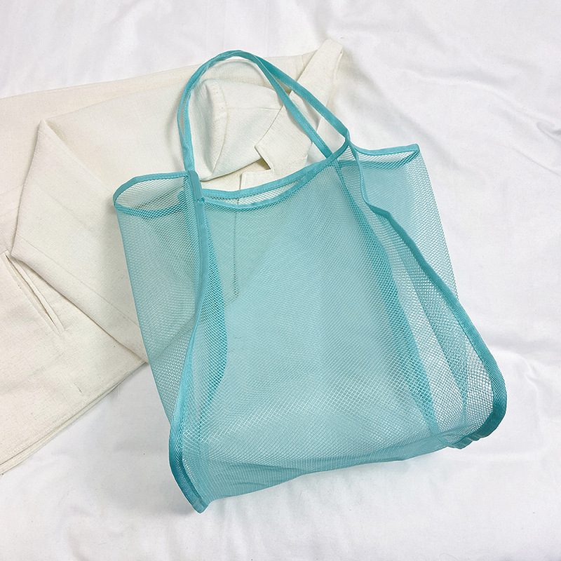 夏の新型ins風透明網糸片肩ショルダーバッグファッション軽量個性レジ袋旅行手提げバッグ|undefined