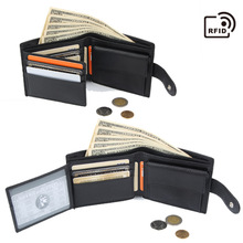 RFID防盜刷零錢包真皮錢包歐美跨境多卡位男士錢夾頭層牛皮零錢包