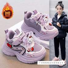 防滑粉行走新款搭扣加绒魔术贴人造革表畅通色女士运动鞋浙江温州