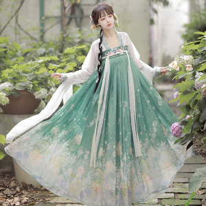 Chinese Hanfu Green blue fairy dress for women Tang Han Ming Qing dynasty traditional folk costumes for female film cosplay princess empress cosplay clothes